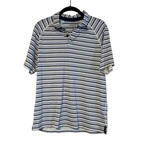 Rhone Delta Pique Polo Striped Shirt Size Medium Purple Blue Mens